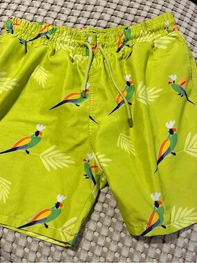 Vilebrequin Neon Lime Parrot Swim Trunks